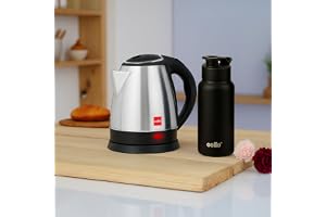 CELLO Lifestyle Electric Kettle 1.5L and Sippa Bottle 500 ml Combo Black | Double Wall, Auto-Shut Off Protection, Easy Grip Cool Touch Handle | Stainless Steel Electric Kettle For Boiling Hot Water