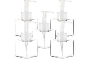 ‎YOUNGEVER Youngever 5er Pack 120ml Pumpflaschen aus Kunststoff, Quadratische, Nachfüllbare Kunststoff Pumpflaschen zum Dosieren von Lotionen, Flüssigseife (Durchsichtig mit Transparenter Pumpe)