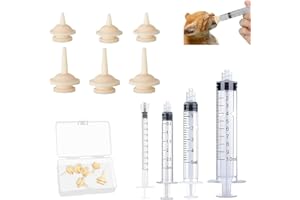 COYUN 10 Pcs Tétines Originales avec Seringue, Tétines en Silicone pour Chatons et Chiots, Tetine pour Chaton, Tétines Réutilisables pour Chiots et Chatons, Parfaites pour les Petits Mammifères