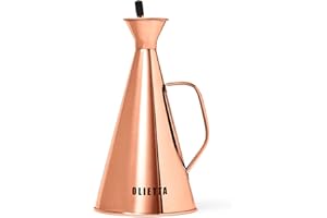 Olietta Bouteille à Huile ou Vinaigre avec Bec Verseur Anti-Gouttes en Cuivre Acier Inoxydable 750 ml 0,75 Litre – Idéal pour verser l’huile d’olive et autres liquides – Étanche, facile à nettoyer