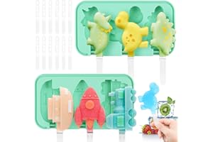 Bluelves Formy do lodów, 2 sztuki foremek do lodów wielokrotnego użytku, silikonowe formy do lodów bez BPA, forma do lodów z patyczkami dla dzieci dorosłych (zwierząt + pojazdów)