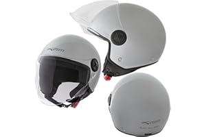 A-PRO Casco Jet Moto Scooter Visera Antigraffio Argento Backline ECE 22-06 S