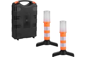 Palmcee Emergency Roadside Flares Kit, 2Pcs Emergency Lights for Vehicles Flares Emergency Road Safety Alert Emergency Beacon with Solid Storage Case, Magnetic Base, Detachable Stand
