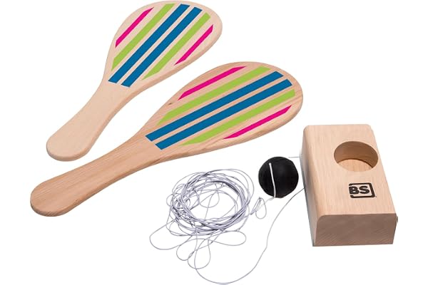 Buitenspeel BS Toys Tennis À L'Élastique - Développe La Coordination Œil-Main Et La Motricité - des Heures De Plaisir - pour Les Enfants À Partir De 4 Ans - en Bois