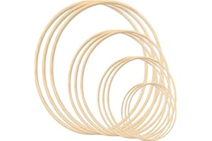 GUKASXI 12 Stück 4 Größen (15cm/20m/25cm/30cm) Traumfänger Ringe Holz Bambus Blumenkranz Makramee Ringe Floral Hoop Set Makramee Craft Hoop Ring für Dreamcatcher, Hochzeit Kranz Decor und DIY Handwerk
