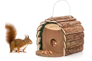 CKB LTD Mangiatoia per scoiattoli in legno 2 in 1 per casetta per uccelli, da appendere o da appendere, rustico, naturale resistente alle intemperie giardino, all'aperto, albero o balcone
