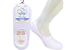 Infinity - 12/6 Paia Calze Fantasmini Uomo con Tecnologia Antiscivolo, Calze Filo di Scozia Uomo Corte in Puro Cotone Elasticizzato, Calzini Invisibili Ideali per Mocassino Made in Italy
