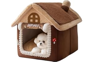 Galatée Cuccia Per Gatti, Grazioso Letto a Forma Di Grotta Per Gatti, Cuccia Morbida Per Animali Domestici, Caldo Rifugio Per Cani, Tenda Per Cani Con Cuscino Rimovibile(L, Marrone)