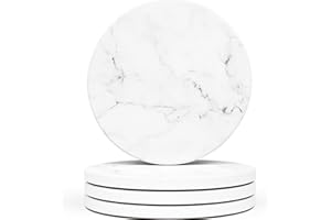 Naivasha Homeware Marble Coasters Set of 4 - Stunning Decorative Coasters in MATTE Finish, Elegant Stone Coasters with Cork Bottom - White Marble