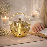 Pure Source India Brass Kapoor Dani, Aroma Diffuser, Bakhoor Dani, Incense Burner, Pack of 1, Hear Shape (Heart Design)