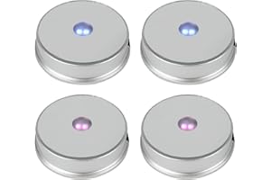 CDIYTOOL Colorful Led Light Display Base, Display Stand for Crystals Glass Art Figurine Merchandise, Lighted Seven Color Changing Lights Display Holder 3 AAA Batteries Powered (White,4 Pieces)