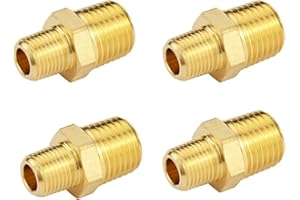 FENGCHUANG 4 Pcs di Raccordi in Ottone, Boccole Esagonali di Riduzione 1/4 BSP Filettatura Esterna x 1/8 BSP E Raccordi Filettati Esterni