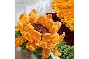 CCUUHJ 300 PCS Thick Pipe Cleaners Craft Supplies Yellow,Green,Brown Color Sunflower Chenille Stems for Art and Craft Projects Creative DIY Decorations (Sunflower color)