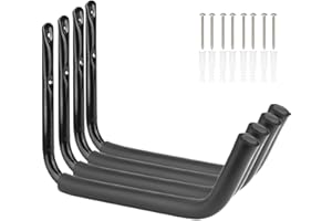 pipabiba Lot de 4 crochets de rangement robustes pour kayak - Bras de 38 cm - Crochets muraux pour garage et planche de surf - Support pour échelle - Capacité maximale 25 kg (27 cm x 38 cm)