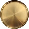 Nlmayt Gold Round Tray Decorative Stainless Steel Serving Tray Metal Organizer Plate for Makeup, Jewelry, Tea, Coffee, Drinks, Toiletries, Kitchen Tableware