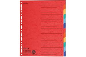 Szerokie przekładki kartonowe Falken. Wyprodukowano w Niemczech. Powiększony format wymiary 24 x 29,7 cm 12 przekładek organizacyjnych Zakładka Przekładka do segregatorów Idealne do biura i szkoły