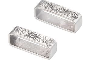 UNICRAFTALE 2 pz Passante per Cintura in Acciaio Inossidabile Argento Antico 304, Fibbia per Cintura da Uomo 45x12x7mm, Motivo Floreale