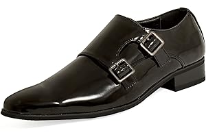 Dobell Mens Black Double Monk Dress Shoes Patent