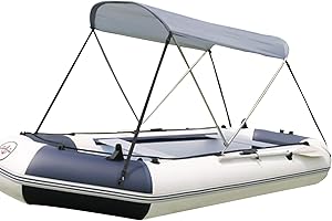 DYJD Inflatable Boat Top Boat Cover Bimini Boat Top Covers Bimini Top Boat Canopy with Aluminum Frame Support Poles,Gray