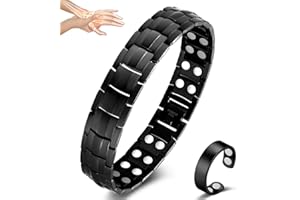 ‎VICMAG Vicmag Magnetarmband Herren Titanstahl-Magnetarmband Doppelreihige Ultra-Stärke-Magnete mit Einstellwerkzeug und Geschenkbox (Schwarz)