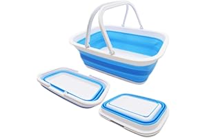 SAMMART 9.2L Collapsible Tub with Handle - Portable Outdoor Picnic Basket/Crater - Foldable Shopping Bag - Space Saving Storage Container