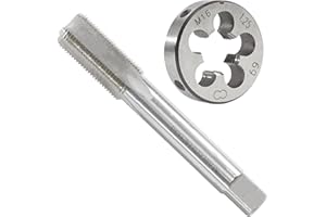 Aceteel M16 x 1.25 Juego de grifos y troqueles métricos, M16 x 1.25 HSS Macho de rosca de máquina y M16 x 1.25 mm Herramienta de aleación de acero redondo Roscado Die mano derecha