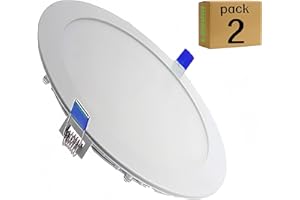 LEDUNI ® Downlight Panel LED Redondo 20W Circular 2000LM Color Blanco Neutro 4000K Angulo 120 IP40 OPAL Aluminio 225 * 12Hmm Dimension de corte 205mm Pack de 2 Unidades