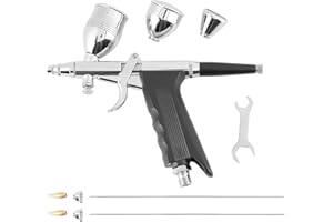 Pwshymi Pistolet Aerographe Kit, 0,3 Mm 0,5 Mm 0,8 Mm Nossles Cups Pistolet à Gravité Aerographe Modelisme pour Modèles de Couleur, Vêtements en Cuir
