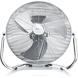 Brandson 120 W Ventilateur en Design rétro/Chrome | 53,5 cm de diamètre | Trois Vitesses Low - Medium - High | débit d'air élevé | tête du Ventilateur réglable | métal Solide