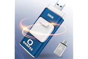 QARFEE Chiavetta USB C 256GB USB 3.0,Chiave USB Type C con iOS/Android/Micro USB Porta,Flash Drive 4 in 1 Tipo C Penna Pennetta Pen Drive per PC/Tablet/Smartphone/Laptop(Blu)