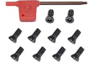 ASIEG TOOL 10pcs Countersunk Head Screws Alloy Steel Black Coated M4x9 High Strength Grade 10.9 with T15 Star Wrench Drive for Carbide Tip Insert of Wood Turning Tool