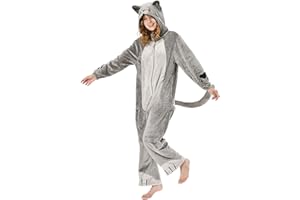 OLAOLA Pijama Adulto, Disfraz de Animal, Unisex Onesie para Cosplay de Halloween, Pijama Entero de Una Pieza para Mujer y Hombre