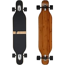 Longboard FunTomia Flex Drop Through Cruiser - Legno Acero E Bamb&ugrave; - Completo Di Cuscinetti E T-Tool