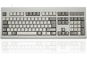 PERIXX PERIBOARD-106M, Wired Performance Full-Size USB Keyboard, Curved Ergonomic Keys, Classic Retro Gray/White Color, UK QWERTY