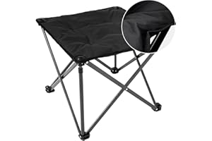 FUNDANGO Oversized Camping Stool, 330 Lbs Foot Rest Padded Collapsible Camping Chair Portable Lawn Foldable Footrest for Travel Outdoor Gardening Fishing Hiking BBQ with Carry Bag (Black)