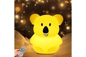 WHA&DARREN Grand Koala Veilleus, Enfant Chambre Lampe, Bebe Veilleuse, Veilleuse enfant, LED Veilleuse 9 Couleurs, Veilleuse Bébé, Veilleuse en silicone, Cadeaux pour garçons et filles