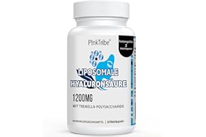 ‎P!NKTRIBE Liposomale Hyaluronsäure, Hyaluron Kapseln – Hochdosiert, 1200 mg pro Portion, Hochmolekular 500–700 kDa, 60 Weichkapseln
