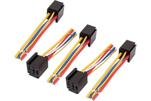 UXCELL sourcingmap DC 12V/24V 80A 5-Pin Wire Cable Relay Socket Harness Connector 5pcs for Car Truck