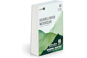 KOVIEDE 100% Baumwolle Aquarellpapier A6, 60 Blatt 300g/m² Aquarellblock, Aquarell Papier für Wasserfarben, Aquarell Skizzenbuch, Watercolor Paper für Studenten, Anfänger, Skizzenbuch Aquarell