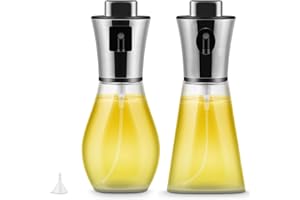 BINGGUNYO Pulvérisateur d'Huile, 2 Pièces 200ml Vaporisateur d'huile, Spray Huile Cuisine,Flacon Pulvérisateur d'Huile,Bouteille en Verre pour Griller l'huile d'olive,Verseur Bouteille pour d'Huile Et Vinaigre