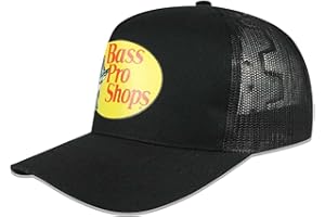 BASS PRO SHOPS Bass Pro Shop Men's Trucker Hat Mesh Cap - One Size Fits All Snapback Closure - Great for Hunting & Fishing (Black)