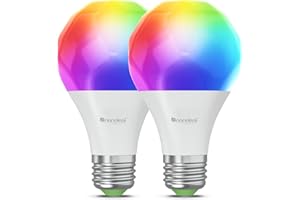 Nanoleaf Bombillas LED inteligentes E27, luces WiFi RGB con cambio de color, compatibles con Alexa/Google Home, 9W regulables con control remoto, 2700K-6500K, Matter, Bluetooth, pack de 2
