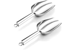 ‎HOMIKIT Homikit Eisschaufel, Edelstahl Mehlschaufel 2er Set, Kleine Futterschaufel Abwiegeschaufel für Futter Kaffee Süßigkeiten Eis, Abfüllschaufel für Küche, Bar, Hochzeit, Buffet, Spülmaschinenfest, Silber