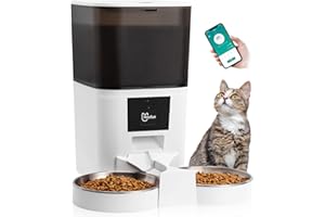 KIDSJOY Distributeur Croquettes 2 Chat Automatique：6L WiFi Distributeur，Mangeoire pour Chat et Chiens ，Télécommande APP ，1 à 6 Repas par Jour，Double Alimentation