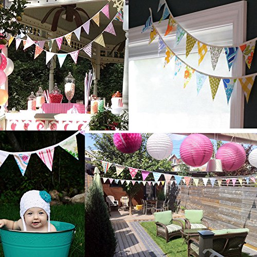 G2PLUS 5.5 M Schöne Wimpelgirlande Se Bunting Wimpelkette Farbenfroh Wimpeln mit 24 Anhänger Fahnen für Party Draußen - 5
