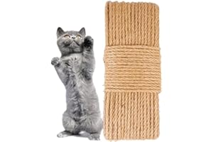 AISHOW Corde Sisal pour Arbre à Chat,Corde Arbre à Chat 6mm,Ficelle pour Griffoir Chats,20m Jute Corde pour Réparation et Remplacement de Chat Scratch Pilier,Décoration de Bricolage de Jardin et Maison