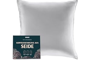 ‎DREAMZIE DREAMZIE Seidenkissenbezug 80x80 cm für Haar und Haut, Kissenbezüge Seide 19 Momme (Silber-Grau, 1 Stück)