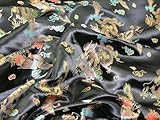 Breite: ca. 90 cm/91,4 cm 91,4 cm breit Chinesischer Drache Brokat Kleid Stoff, Meterware, Schwarz