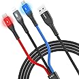 SOOPII Car Carplay Cable with 3 Colors LED Indicator,Nylon Braided 3 in 1 Multi Charging Cable 2.0m/6.6ft with lPhone/Type C/Micro USB Port for lPhone 14/Plus/Pro Max&Galaxy S24 and More(1 Pack)