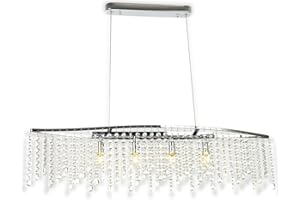 ‎LEWIMA Kristall Hängelampe Pendelleuchte, Hänge Pendel Lampe Leuchte, Chrom 80cm, kürzbar, 4xG9 Led Leuchtmittel austauschbar und dabei
